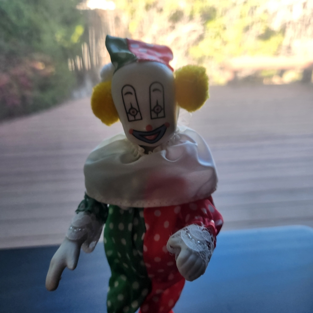 Vintage Jolly Clown Doll - Red and Green